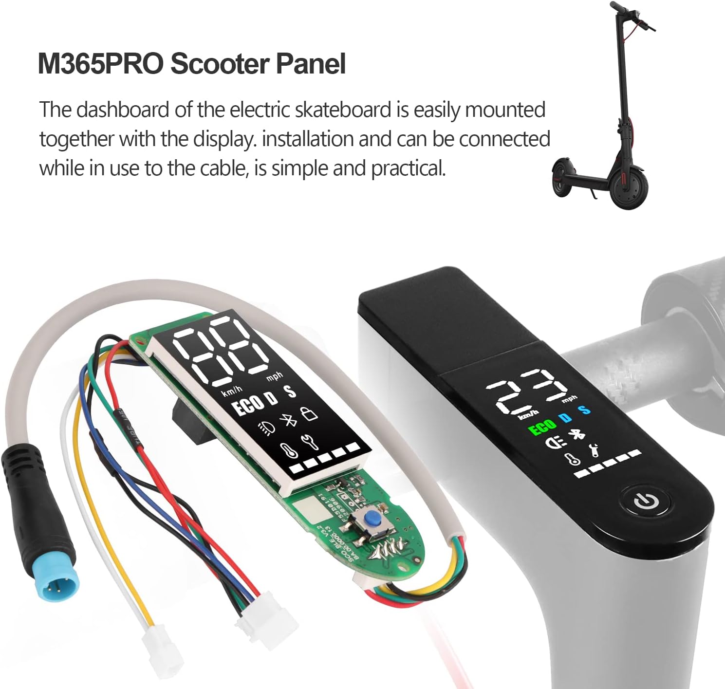 Yungeln M365 Pro Dashboard Replacement Circuit Board Cover for Xiaomi 1S