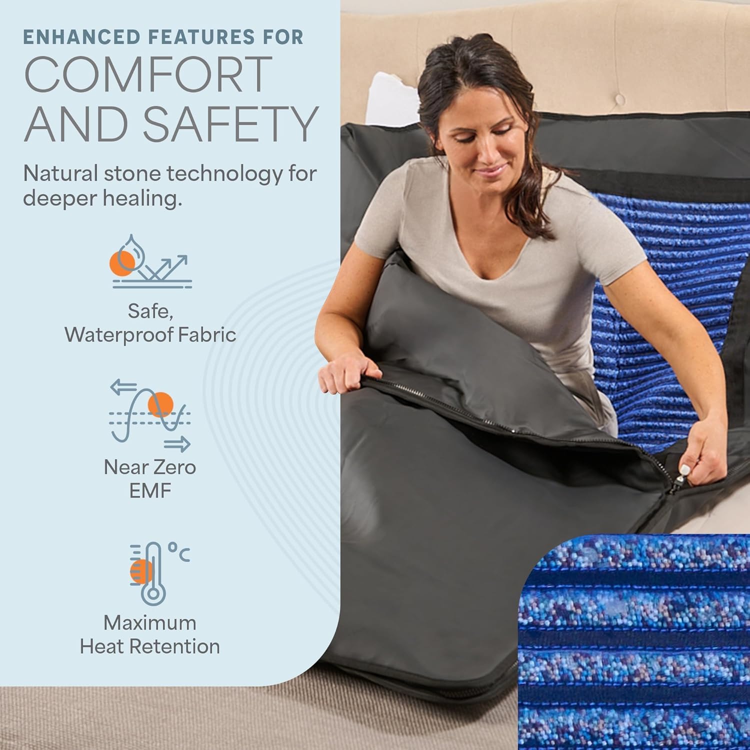 Lifepro Infrared Sauna Blanket with Crystal Layer & Dual Insulation – Low EMF Carbon Fiber Heating, 9 Temp Levels (86–176°F) – Portable Sauna Blanket Infrared with Jade, Tourmaline & Waterproof Pillow