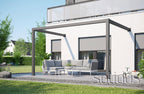 solidCUBE Voll-Aluminium Pergola zur Wandmontage Pavillon | anthrazit oder weiß | Rostfrei Robust | Sonnenschutz, erweiterbar | BxT 200x300 cm 2x3 m