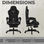 Dowinx Gaming Chair with Pocket Spring Cushion Massage Ergonomic Footrest Black