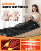 EHINI Infrared Sauna Blanket for Home Use, Portable Design for Relaxation and Detoxification Highest 176℉, 20-60 Minutes Timer, 6 ft x 2.65 ft (Black)