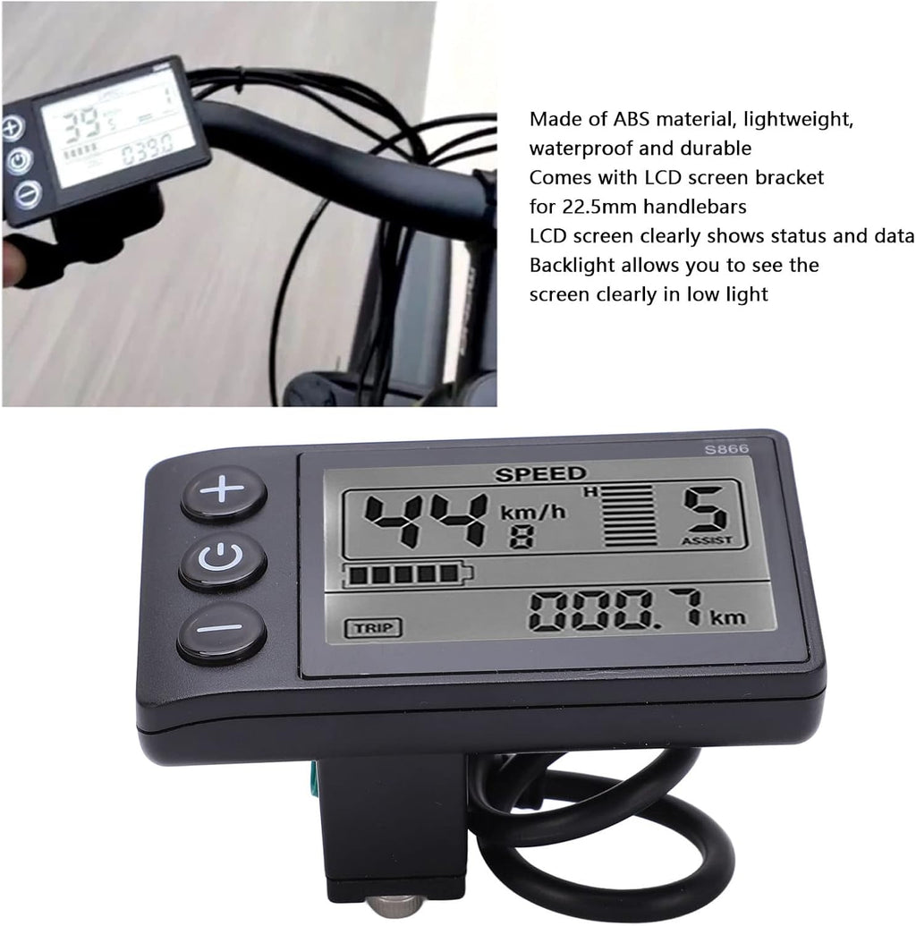 Luatoxry S866 LCD Bike Display Screen 5 Pin 24V 36V 48V