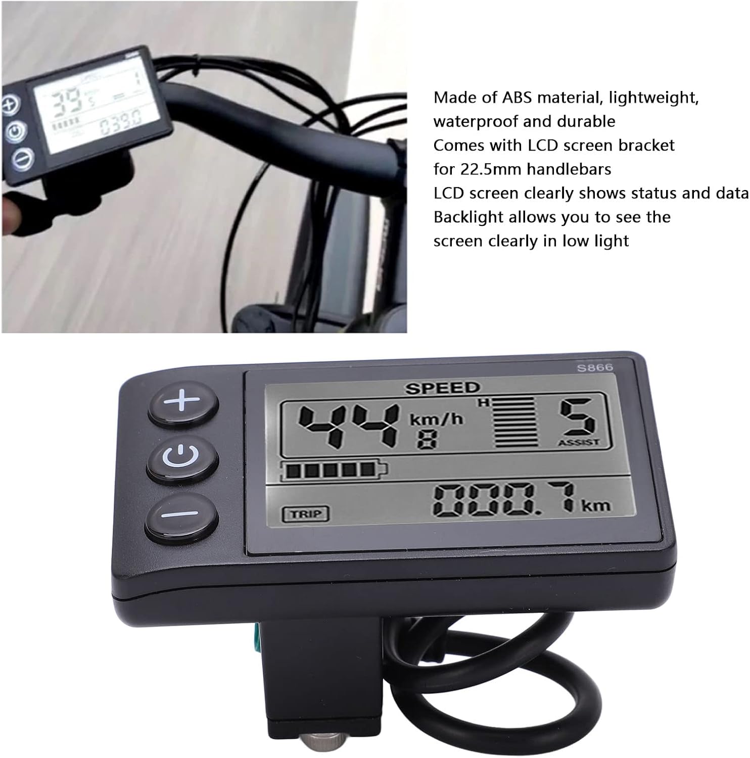 Luatoxry S866 LCD Bike Display Screen 5 Pin 24V 36V 48V