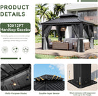 Aoxun Aluminum Hardtop Gazebo With Drainage System Gray
