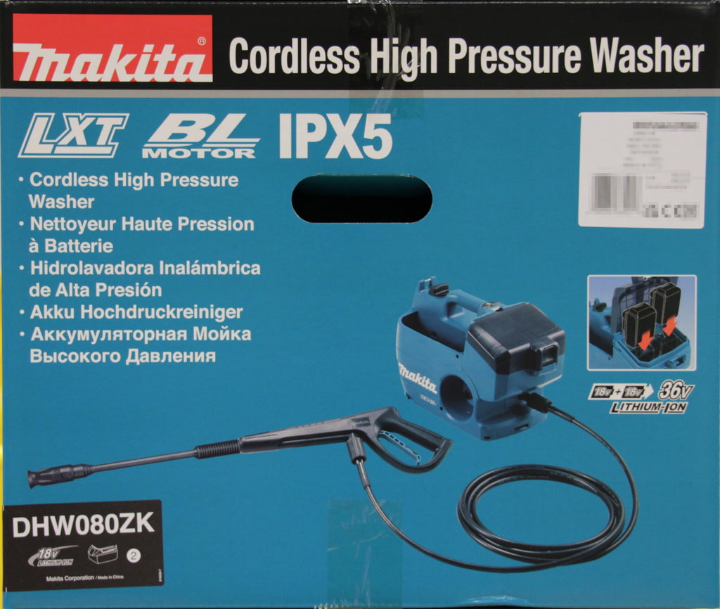 Makita DHW080ZK Twin 18V (36V) Li-ion LXT Brushless Pressure Washer – Batteries and Charger Not Included