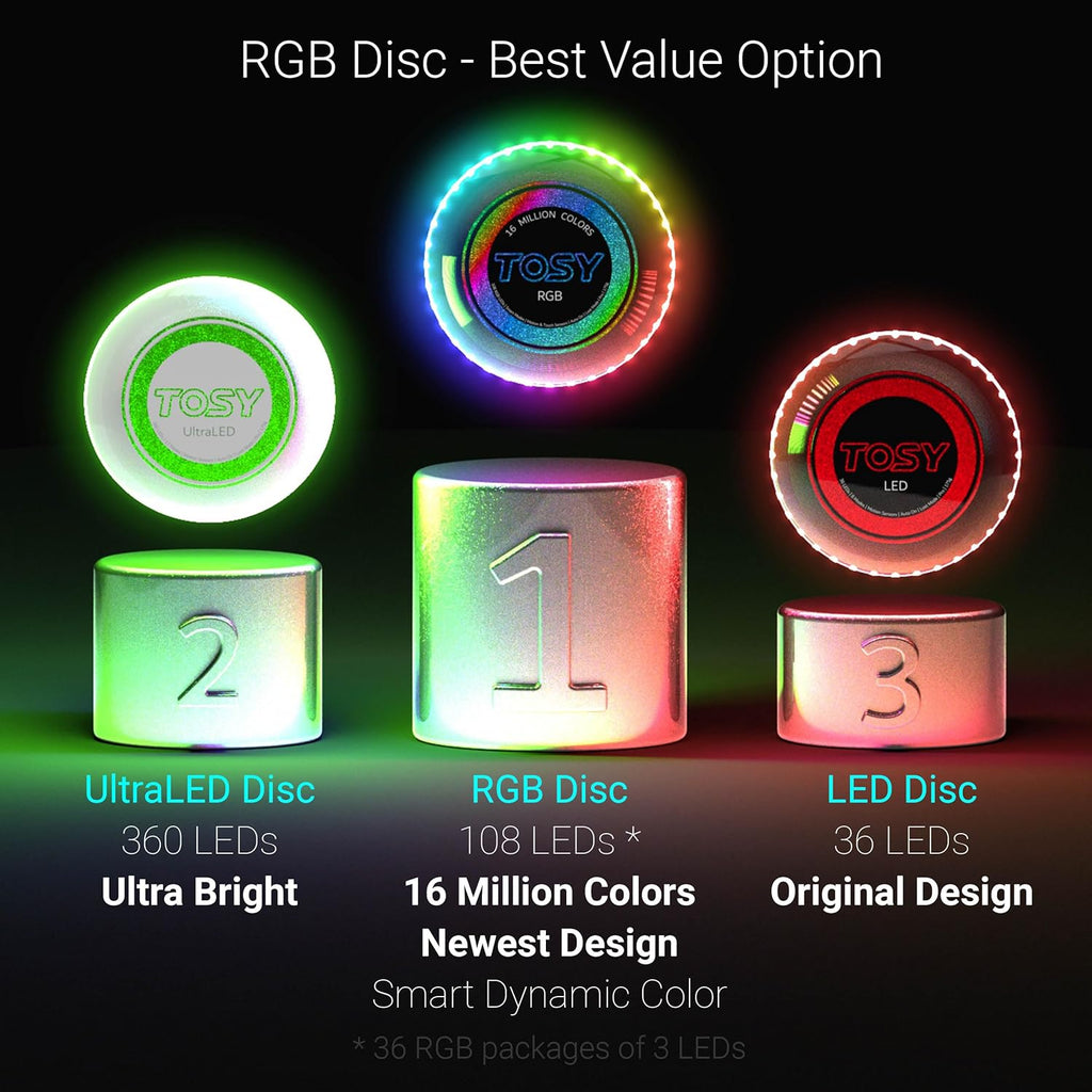 TOSY RGB LED Flying Disc 16 Million Colors Rechargeable