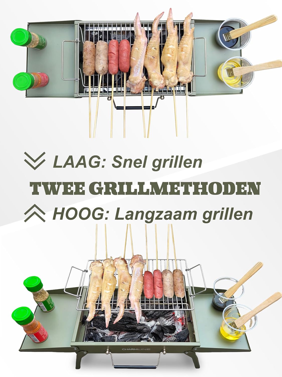Charmline Foldable Portable Charcoal Grill 34x23cm Green