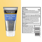 Neutrogena Sport Face Sunscreen Lotion SPF 70+ Oil-Free Sweat Resistant