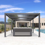 PURPLE LEAF 3.5x6.25m Freestanding Aluminum Pergola Adjustable Slat Roof Grey