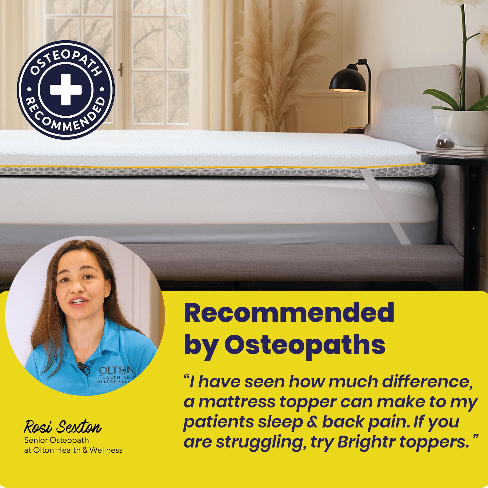 Brightr® Aurora Dual-Layer 5cm thick Memory Foam Mattress Topper 90x200 Size Bed, Orthopedic Bed Topper for Back Pain with Breathable Washable Copper Cover, Choose between Soft/Medium feel 90x200cm
