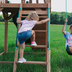 Backyard Discovery Lightning Ridge Cedar Wood Swing Set 10ft Wave Slide
