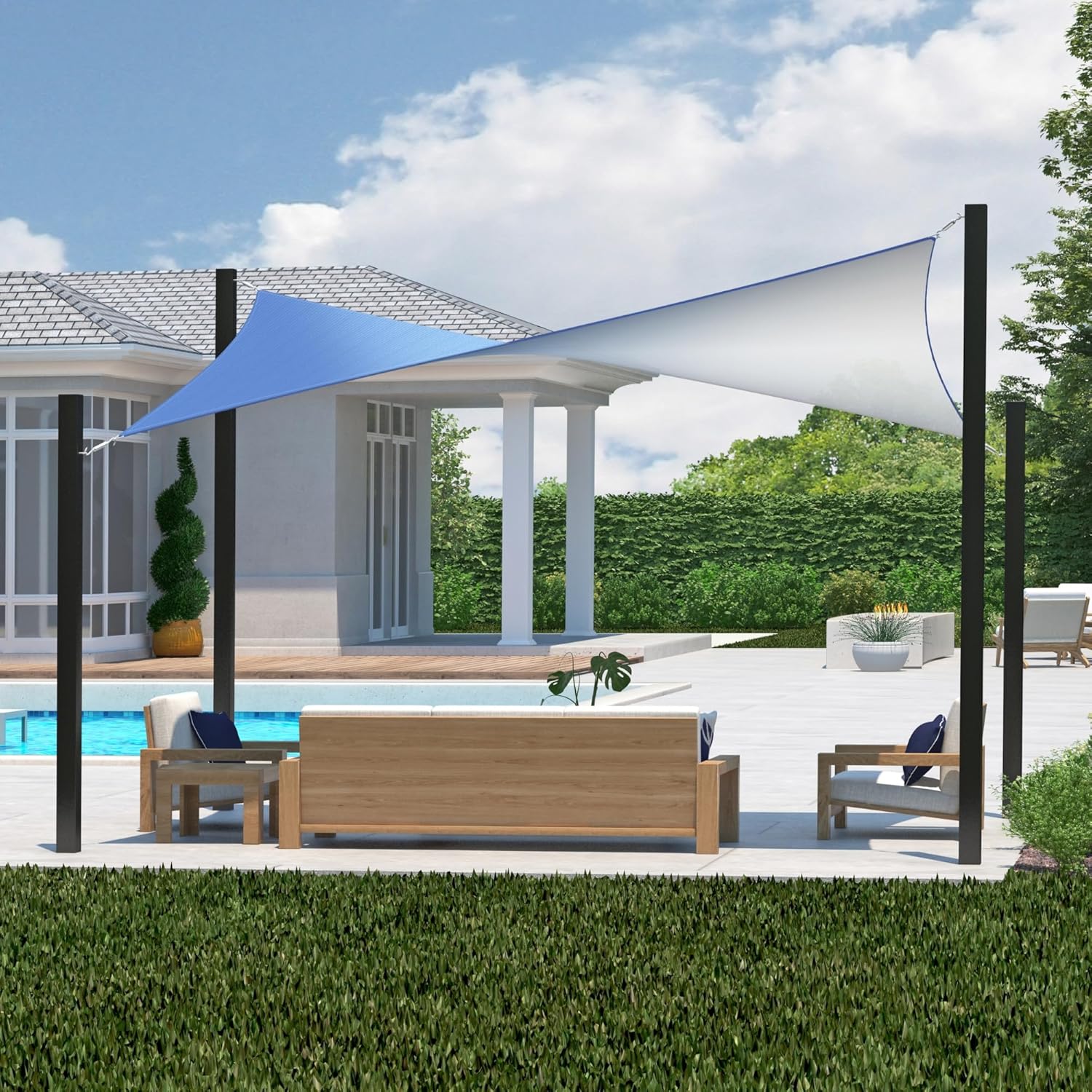 Coolaroo DualShade Shade Sail 95% UV Block 12x8 ft Santorini