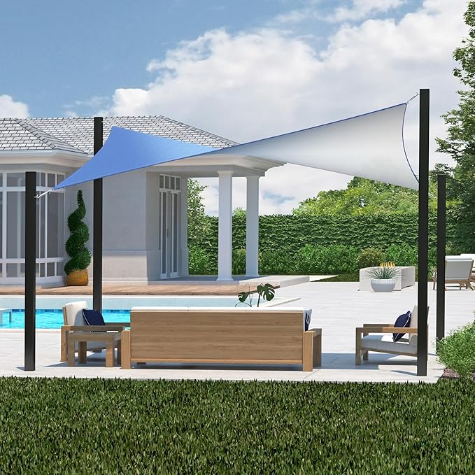 Coolaroo DualShade Shade Sail 95% UV Two-Tone 12x8 ft Santorini