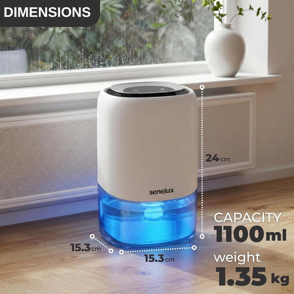 Senelux Q4 Compact Electric Dehumidifier 1100ml White