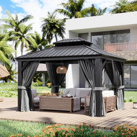 Aoxun Aluminum Hardtop Gazebo With Drainage System Gray