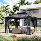 Aoxun Aluminum Hardtop Gazebo With Drainage System Gray