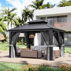 Aoxun Aluminum Hardtop Gazebo With Drainage System Gray