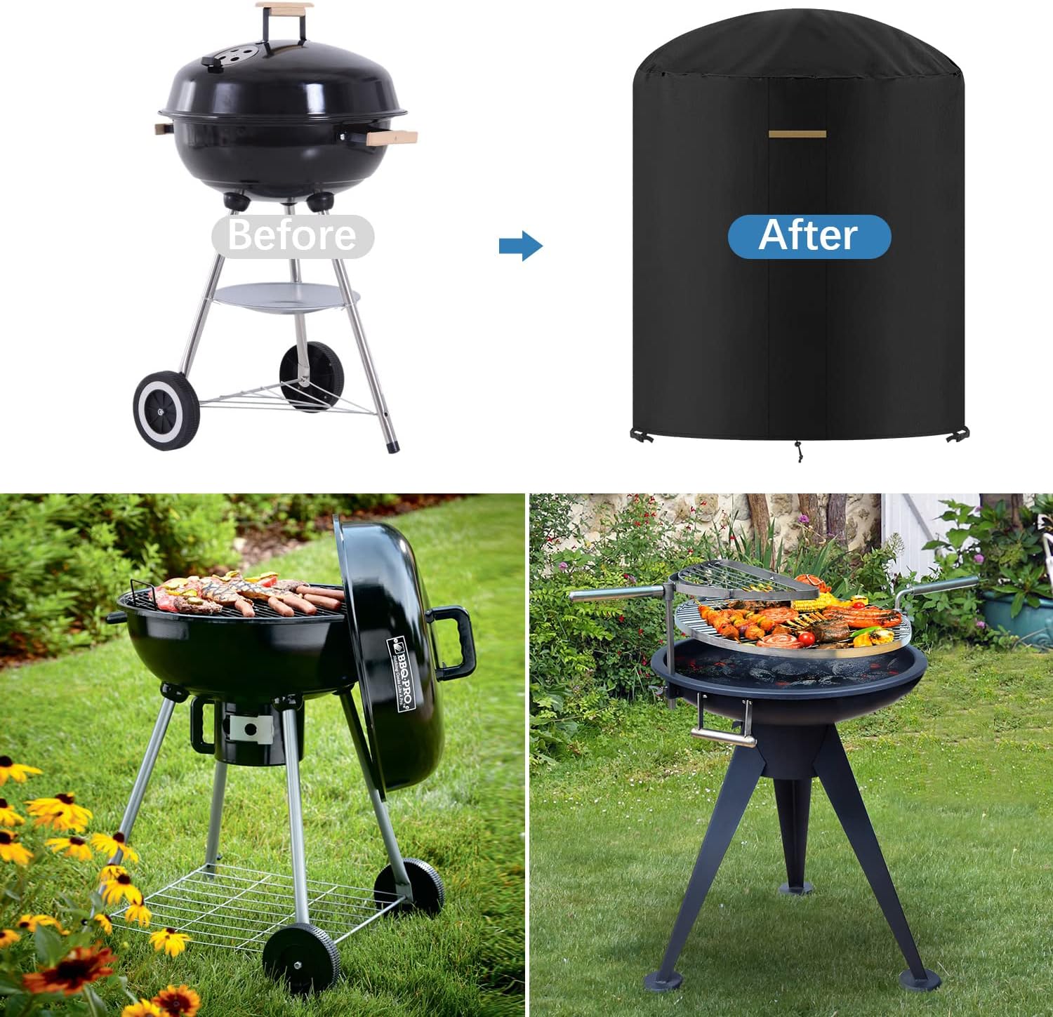 VANSHEIM Round Gas Grill Cover Weatherproof Waterproof UV Resistant