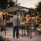 Outsunny BBQ Grill Gazebo 2.5 x 1.5m Black Metal Polycarbonate