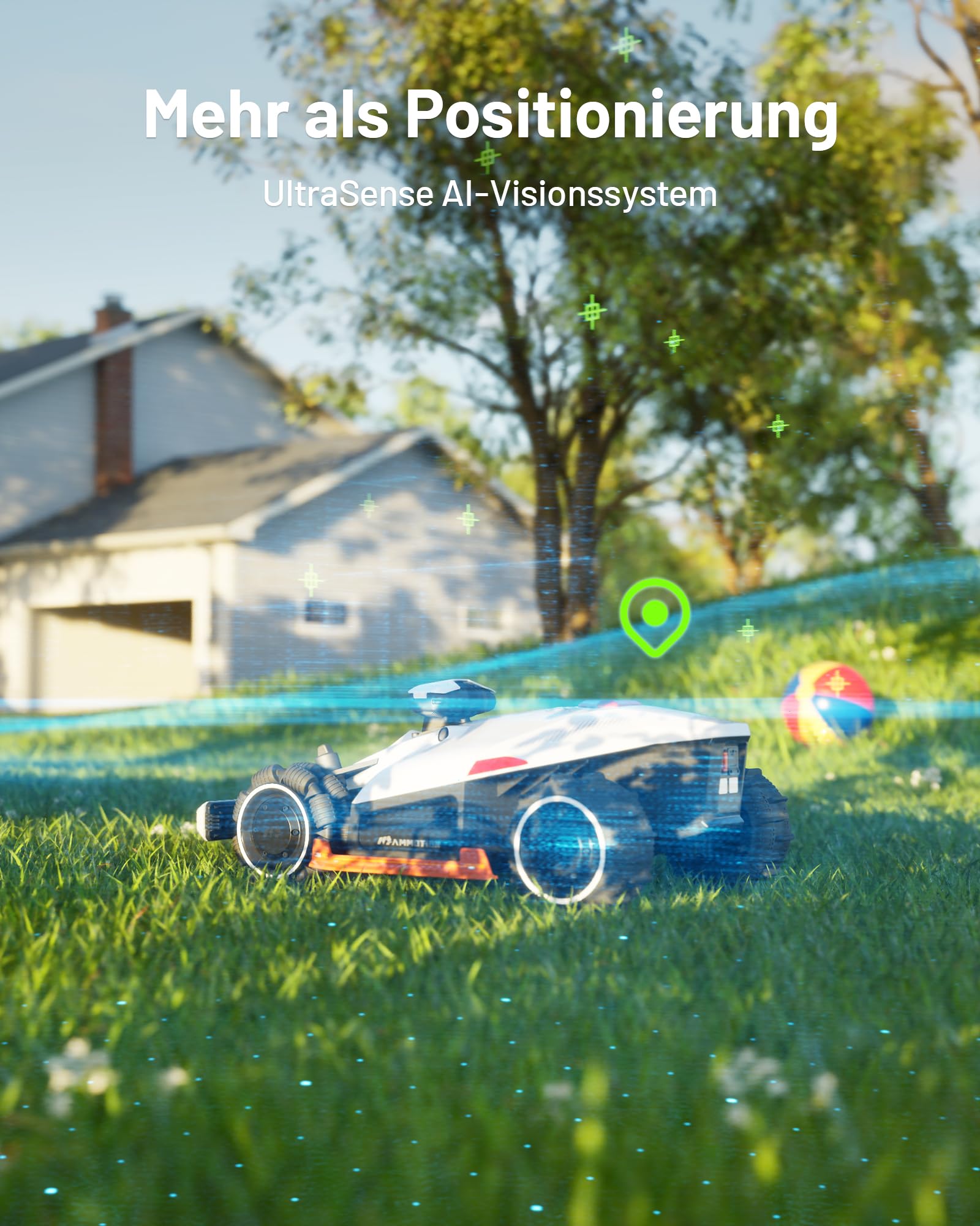 MAMMOTION LUBA 2 AWD 3000X Mähroboter ohne Begrenzungskabel, NetRTK+Vision, Keine RTK-Antenne erforderlich, Auto-Kartierung, Empf. 3000m², Max. 3600m², mit 4G-Modul, 80% Steigung