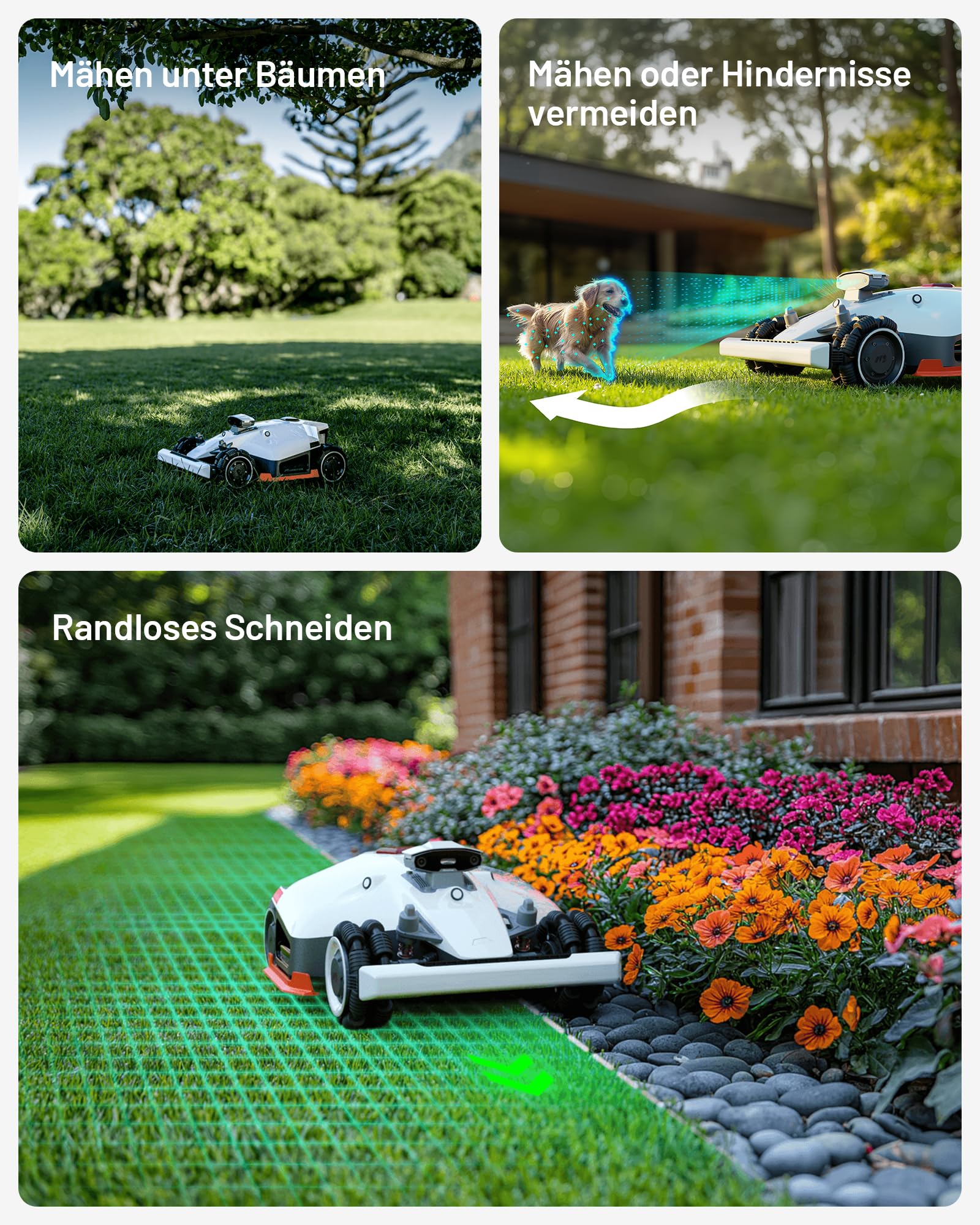 MAMMOTION LUBA 2 AWD 3000X Mähroboter ohne Begrenzungskabel, NetRTK+Vision, Keine RTK-Antenne erforderlich, Auto-Kartierung, Empf. 3000m², Max. 3600m², mit 4G-Modul, 80% Steigung