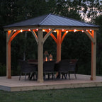 Yardistry 10x10 Meridian Cedar Gazebo Pavilion with Aluminum Roof