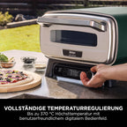 Ninja Artisan Outdoor-Pizzaofen und Heißluftfritteuse, 4 Funktionen, Servierbrett, Pizza-Wiegemesser, 30-cm-Pizzastein, Pizzaschale, Backblech und Heißluft-Fritteusen-Korb, Grün MO201AMZEU