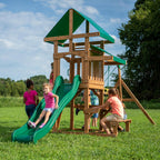 Backyard Discovery Belmont Cedar Wood Swing Set Wave Slide
