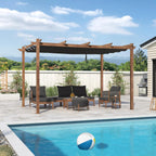 PURPLE LEAF 3x4m Aluminum Pergola Sliding Roof Sun Shade Wood Grain Gray