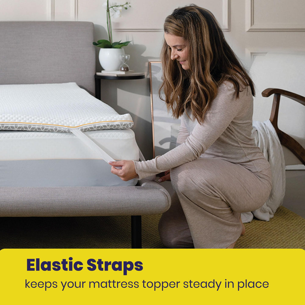 Brightr® Aurora Dual-Layer 5cm thick Memory Foam Mattress Topper 90x200 Size Bed, Orthopedic Bed Topper for Back Pain with Breathable Washable Copper Cover, Choose between Soft/Medium feel 90x200cm