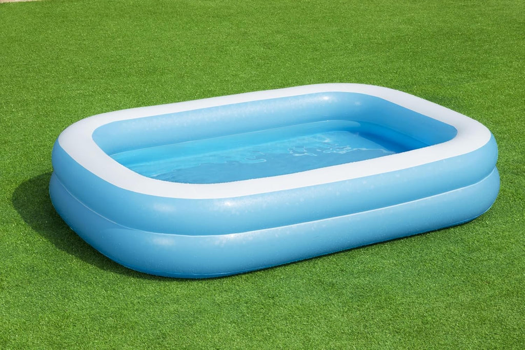 Bestway 54006 Family Rectangular Inflatable Paddling Pool Blue/White