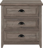 Walker Edison Hazel Modern Farmhouse 3 Drawer Framed Nightstand 25in Grey Wash