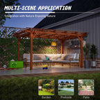 Outdoor Wooden Pergola 12x10 ft with Trellis Roof for Climbing Plants Brown