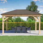 Yardistry Meridian 12 x 16 Cedar Wood Gazebo Pavilion Aluminum Roof