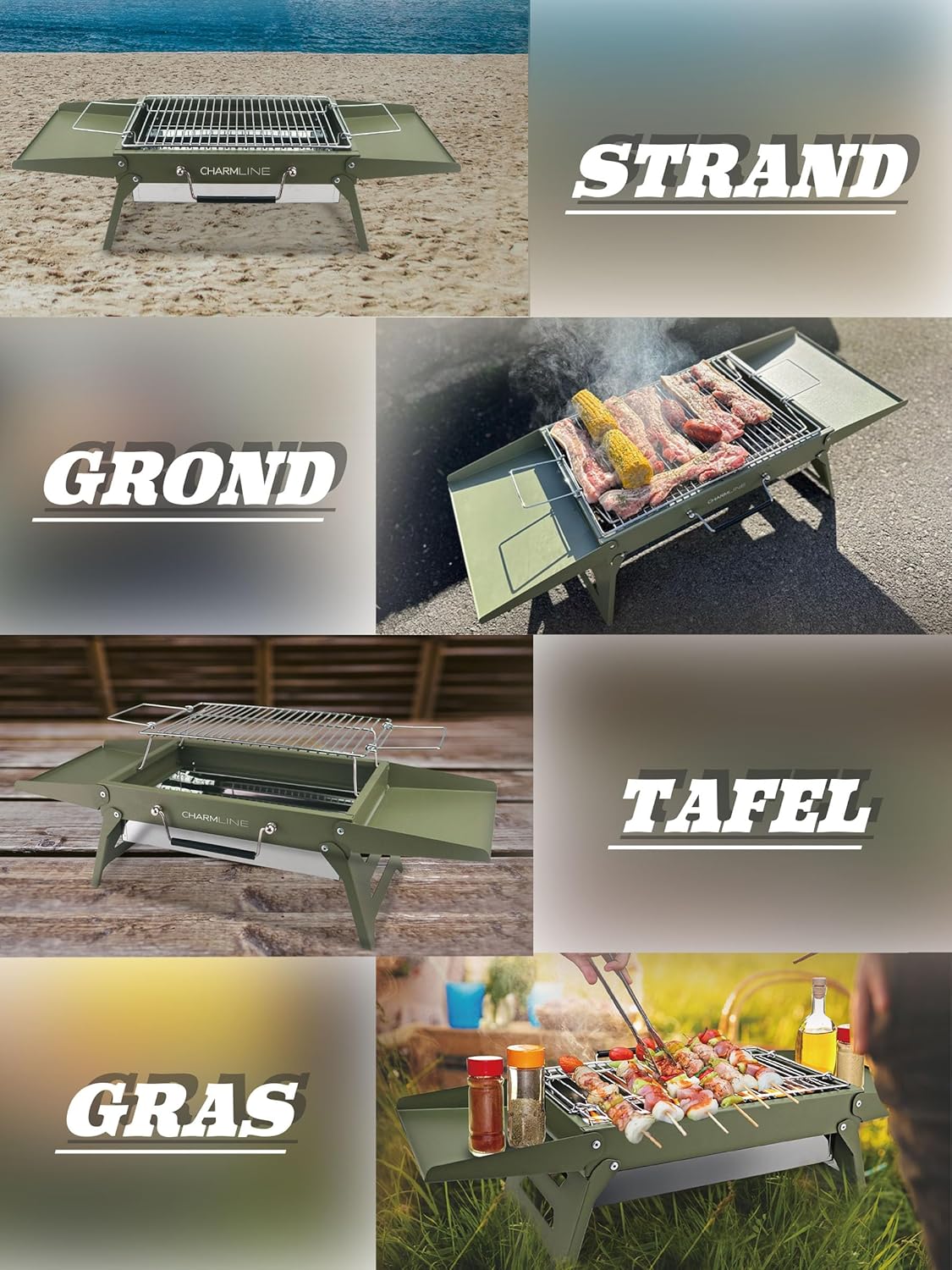 Charmline Foldable Portable Charcoal Grill 34x23cm Green