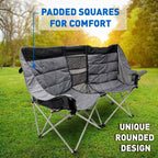 EasyGo Product Double Love Seat Oversized Camping Chair Black Grey