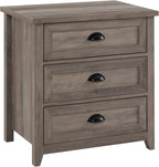 Walker Edison Hazel Modern Farmhouse 3 Drawer Framed Nightstand 25in Grey Wash