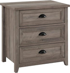 Walker Edison Hazel Modern Farmhouse 3 Drawer Framed Nightstand 25in Grey Wash