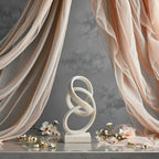 LAIKEARTS 10" Modern Abstract Ribbon Decorative Sculpture, Knot Sculptures,Home Decor,Coffee Table Statues,Dining Living Room Desk Decor（White）