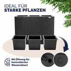 Casaria® Blumenkasten Rankgitter 3 Innentöpfe Polyrattangeflecht Rankhilfe Blumentopf Rattanoptik Pflanzkasten Schwarz