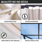 BRAST® Alu Pavillon Summerdream | viele Modelle & Farben | Größen 3x3m 3x4m | Moskitonetz + LEDs | TÜV geprüft | wasserdicht | UV-Schutz | festes Dach | 3x4m Beige LEDs