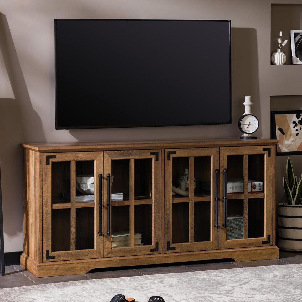 Walker Edison Abigail Farmhouse TV Stand for TVs up to 64in Rustic Oak