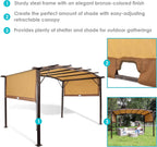 Sunnydaze Decor 9x12 Ft Outdoor Pergola With Retractable Canopy Tan