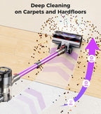 VIAFLY Cordless Vacuum Cleaner, 550W/45Kpa/60Mins Stick Vacuum, Anti-Tangle Vacuum Cleaners for Home with Self-Standing, LDE Display, 8-in-1 Wireless Vacuum for Carpet Pet Hair Hardfloor