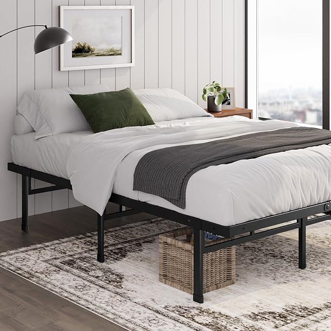 Zinus Justin Bed Frame with Under Bed Storage Metal Platform Black
