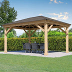 Yardistry Meridian 12 x 16 Cedar Wood Gazebo Pavilion Aluminum Roof