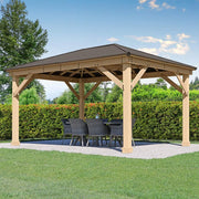 Yardistry Meridian 12 x 16 Cedar Wood Gazebo Pavilion Aluminum Roof