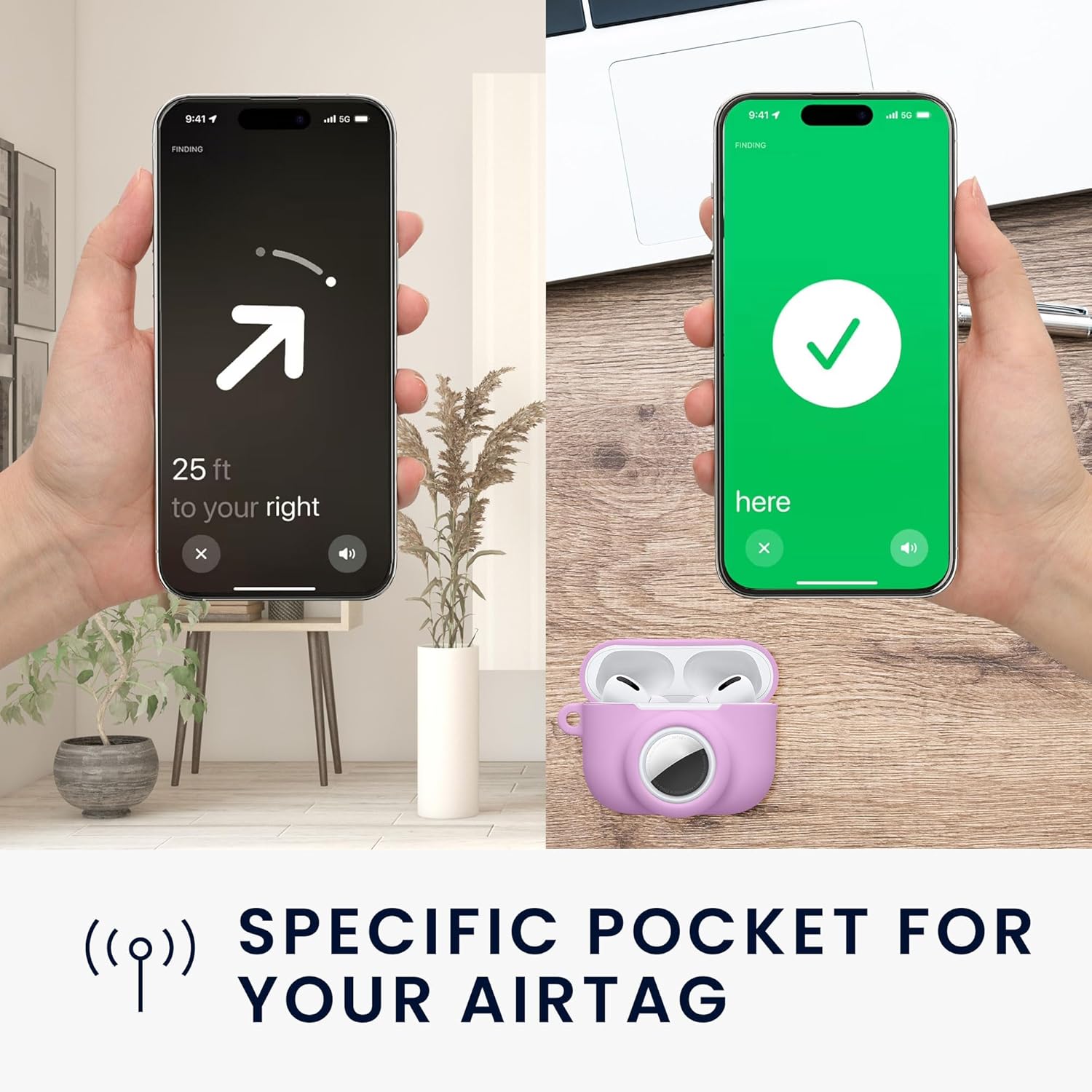 Kwmobile Silicone Cover for Airpods Pro 3 with AirTag Storage