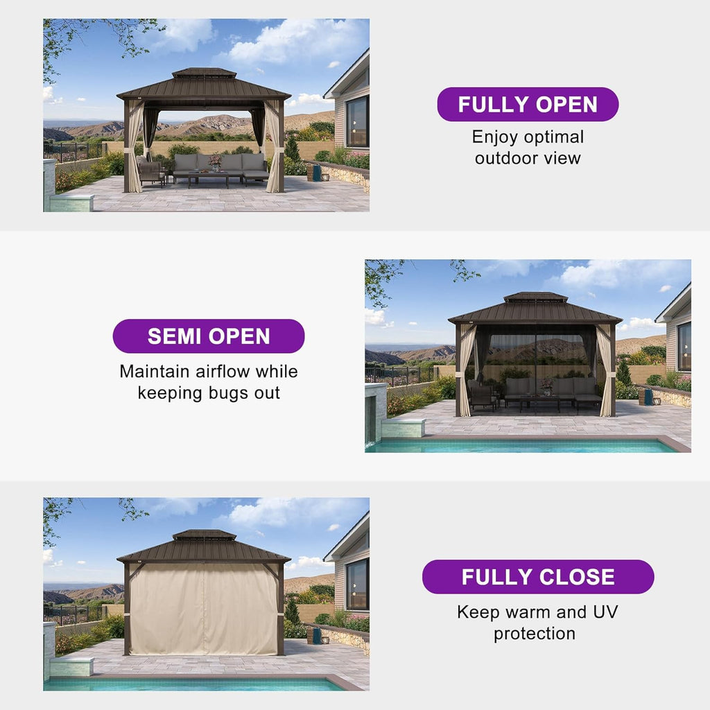 PURPLE LEAF 8 X 10 Ft Hardtop Gazebo LED Bronze