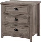 Walker Edison Hazel Modern Farmhouse 3 Drawer Framed Nightstand 25in Grey Wash